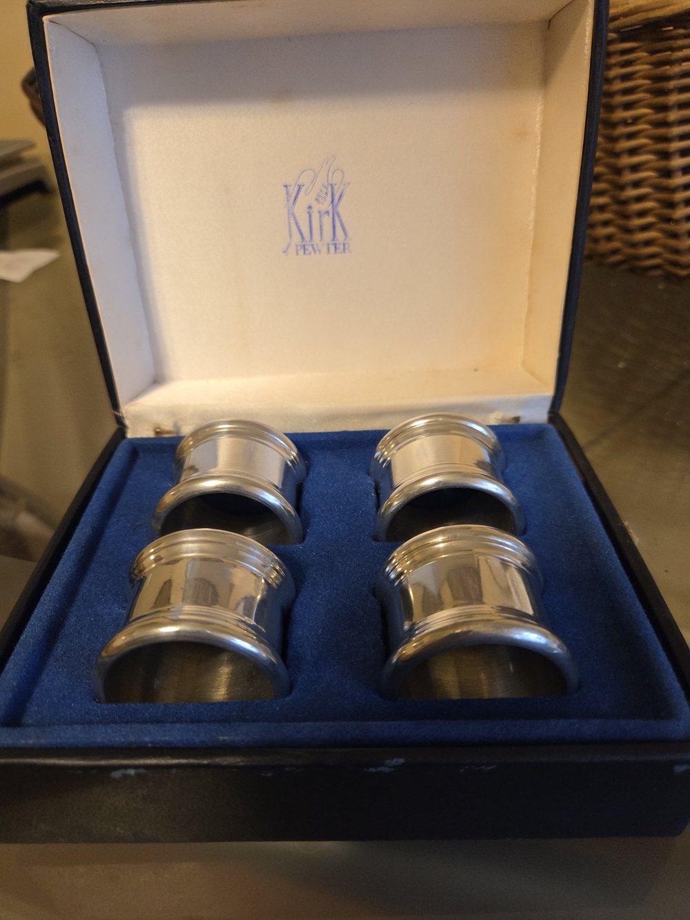 Kirk Stieff Pewter Silver Napkin Ring Set of 4